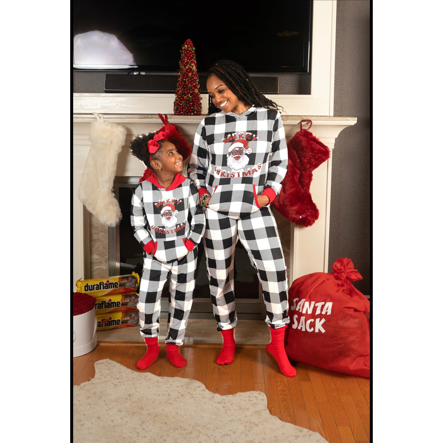 Santa Baby Black and White PJs - Child Unisex