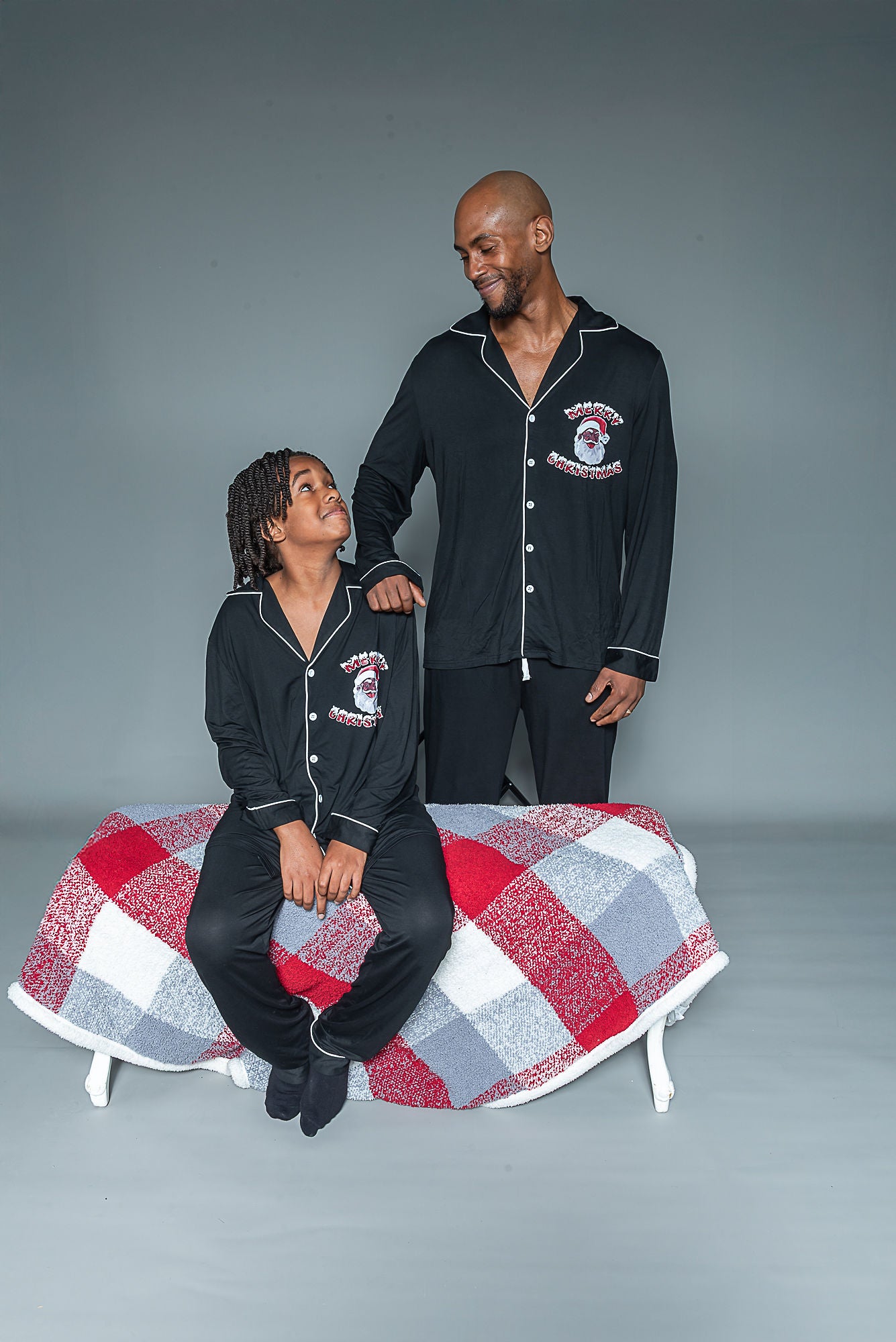 Cozy Claus-Men/Black-Black Santa PJs-Bamboo Material