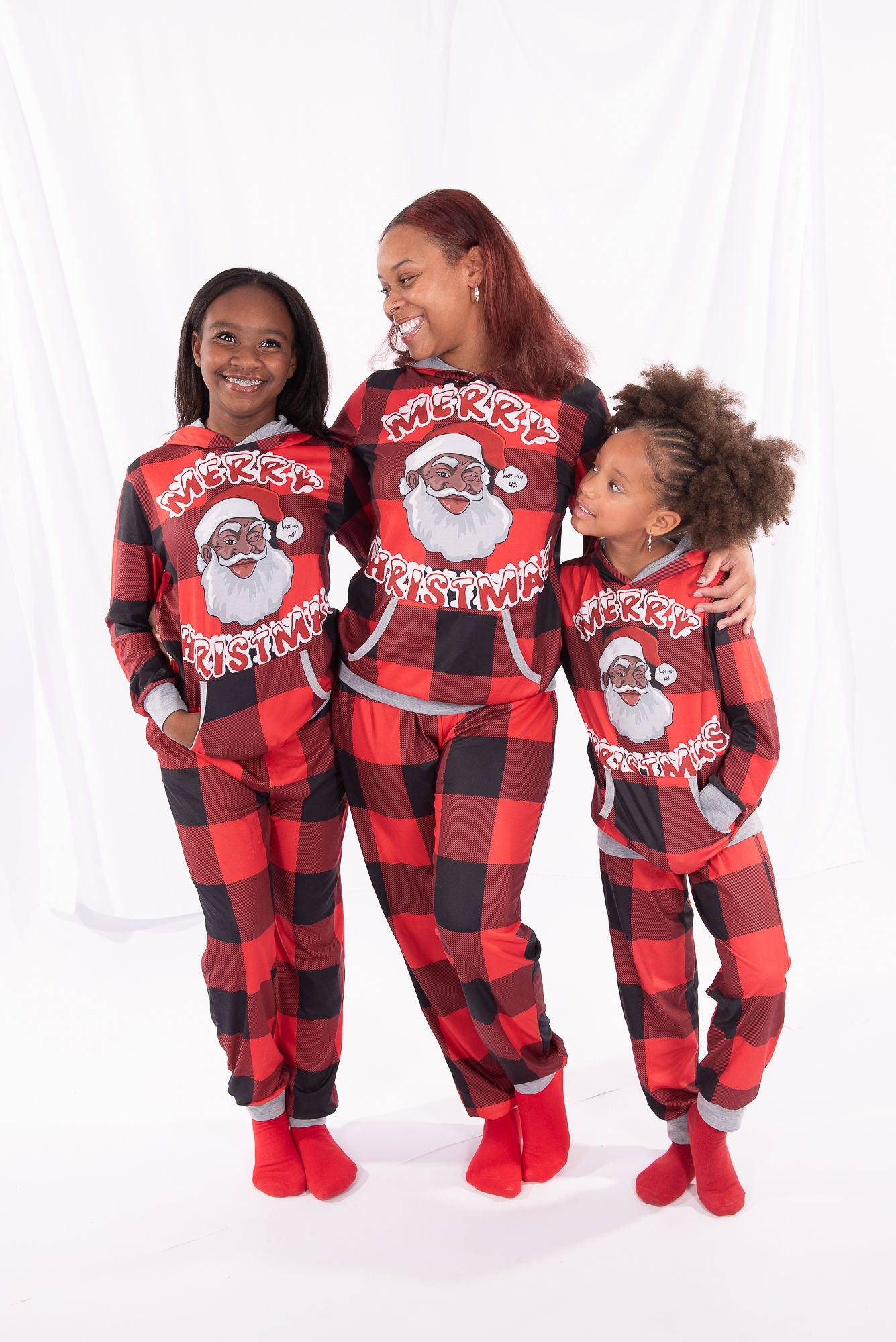 Santa Baby Pajamas-Women-Red/Black with Grey Trim