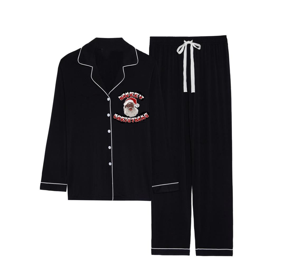 Cozy Claus-Children (Unisex) Black or Red Santa PJs-Bamboo Material