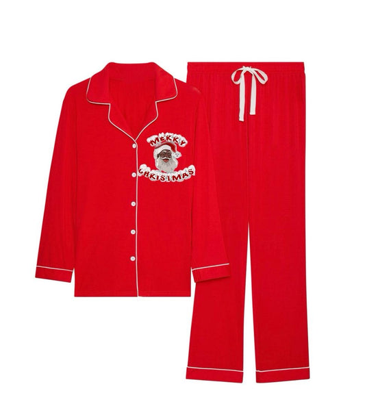 Cozy Claus-Women/Red- Black Santa PJs-Bamboo Material