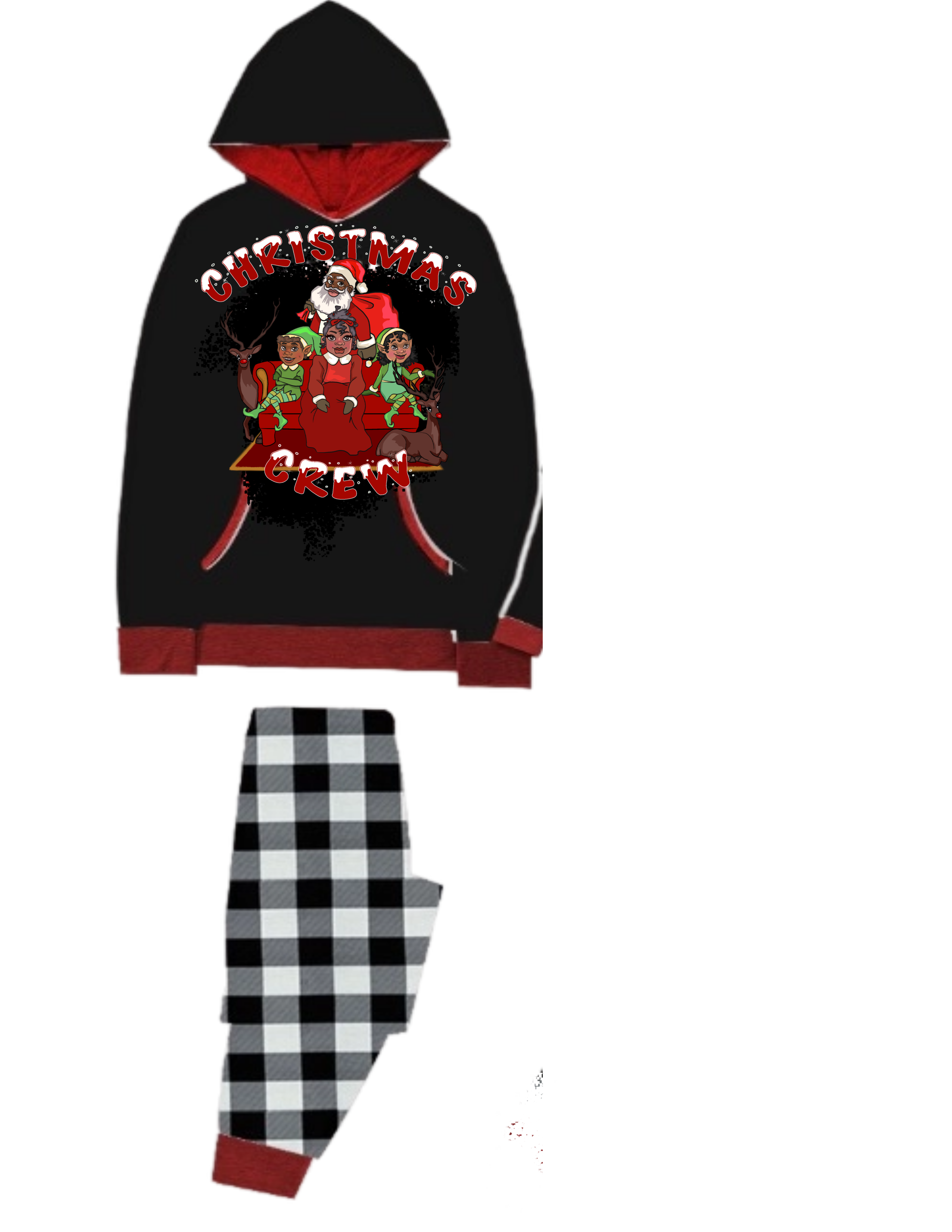 Christmas Crew Black Top and Black and White PJs - Women – PJs For