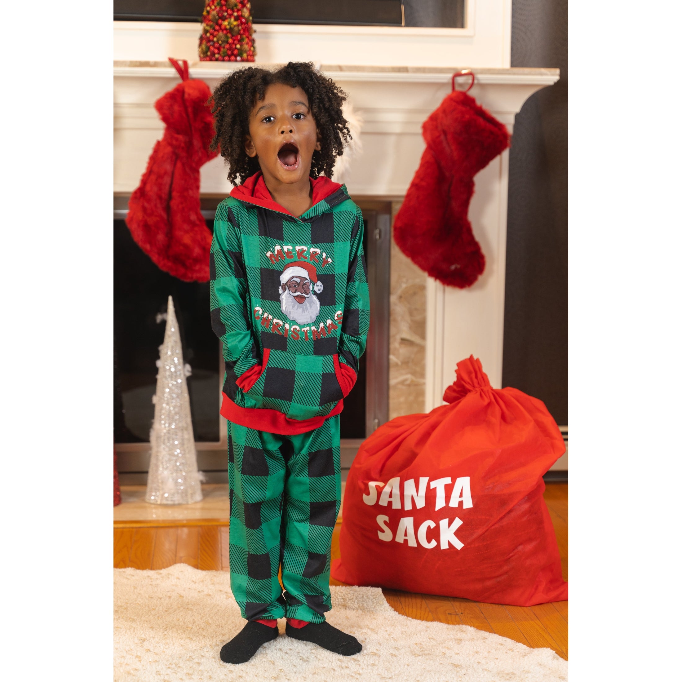 Black santa family discount pajamas