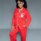 Cozy Claus-Women/Red- Black Santa PJs-Bamboo Material