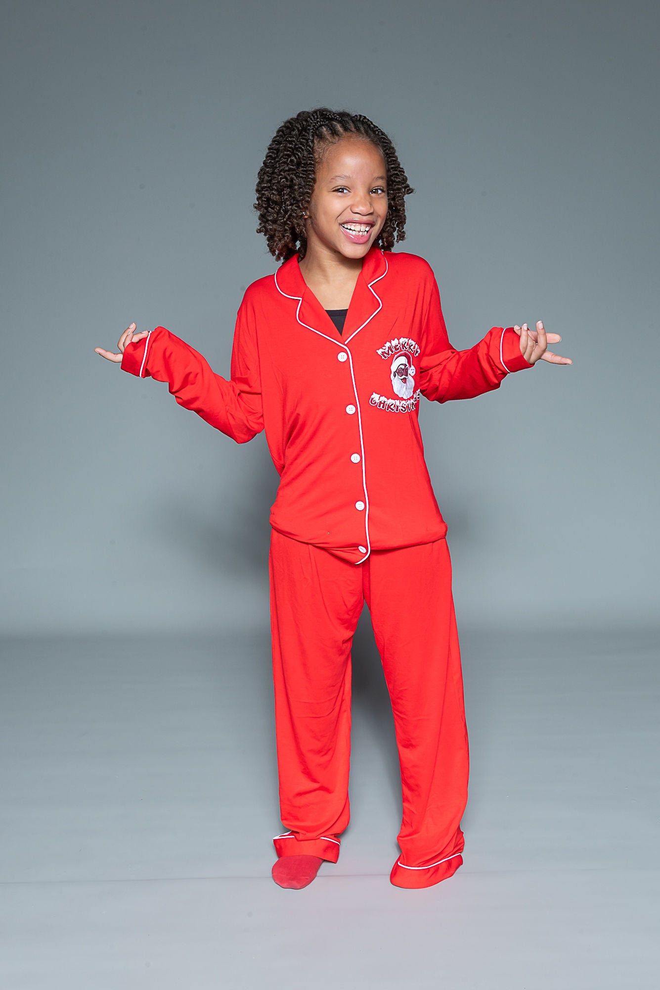 Cozy Claus-Children (Unisex) Black or Red Santa PJs-Bamboo Material