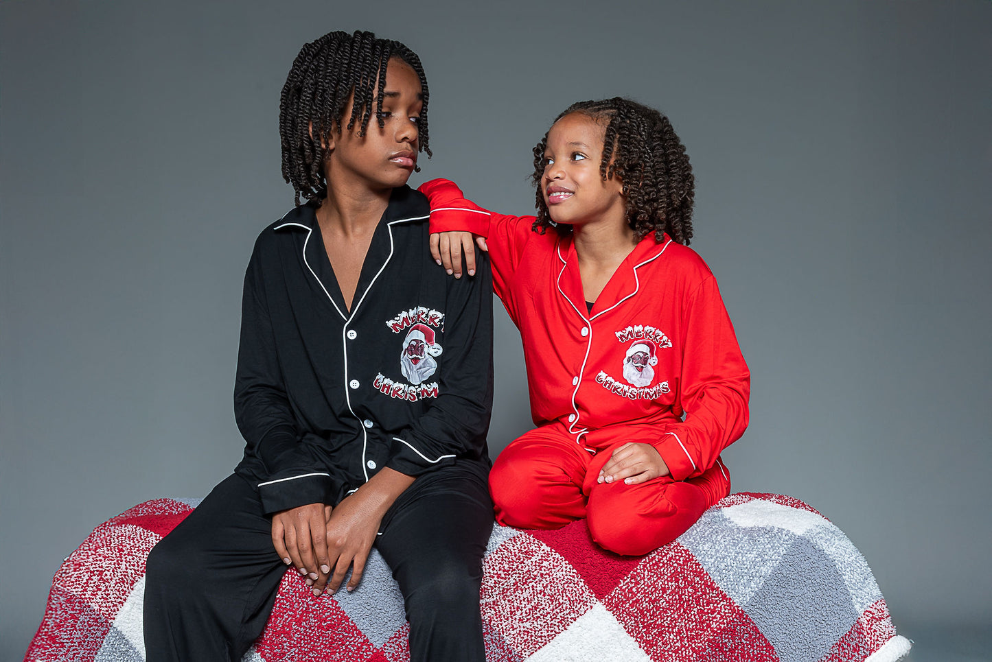 Cozy Claus-Children (Unisex) Black or Red Santa PJs-Bamboo Material