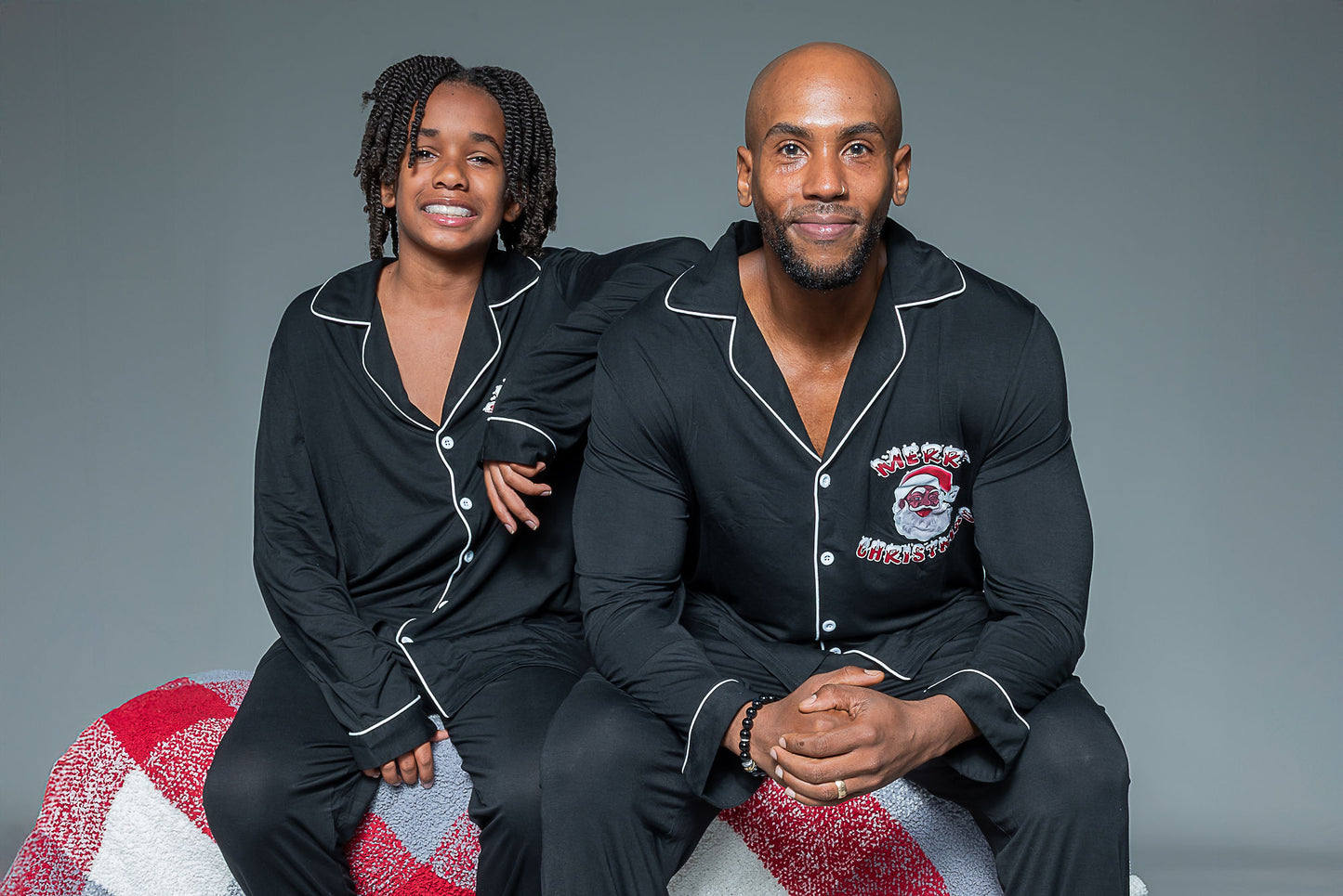 Cozy Claus-Men/Black-Black Santa PJs-Bamboo Material