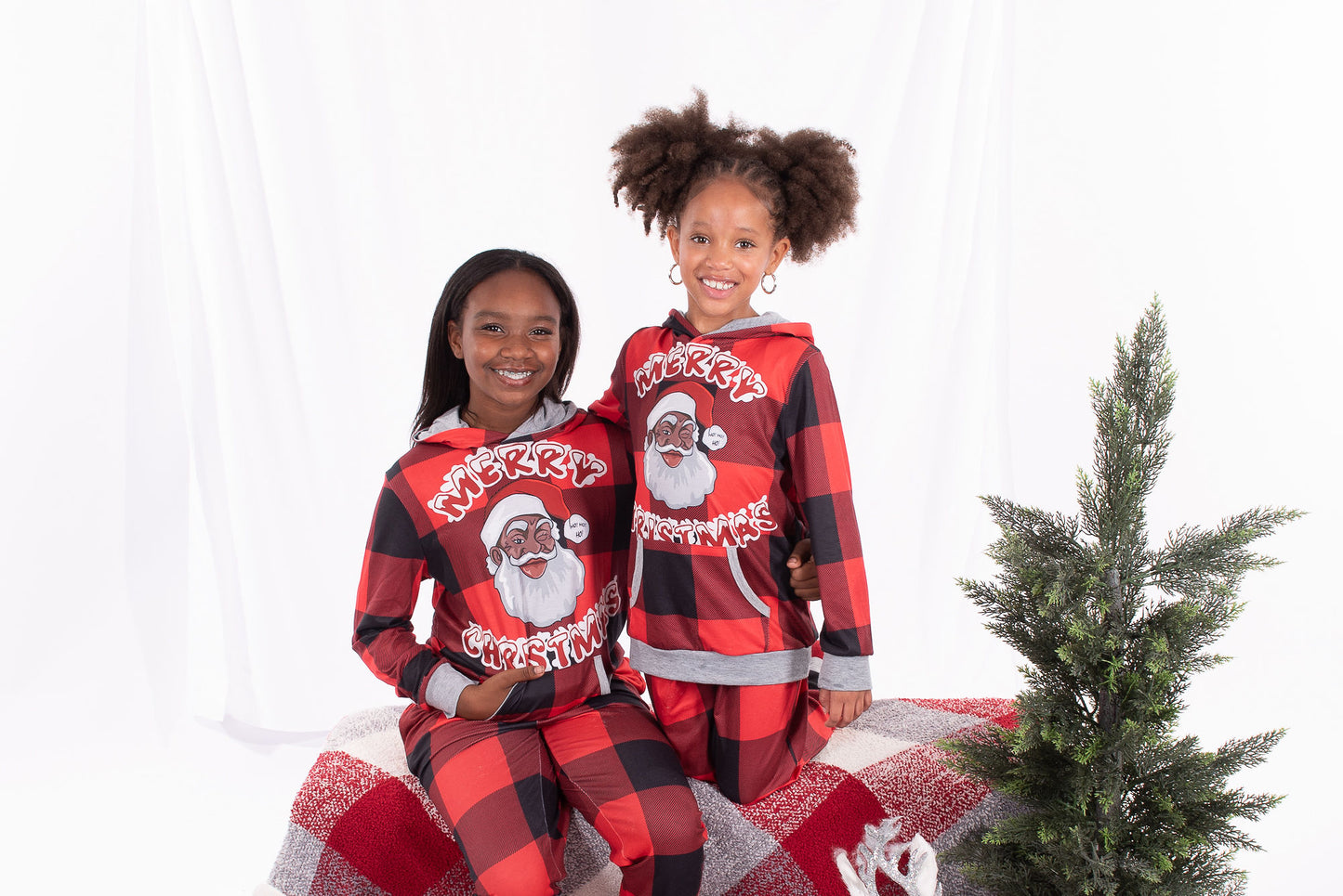 Santa Baby Pajamas-Children (Unisex) Red/Black with Grey Trim