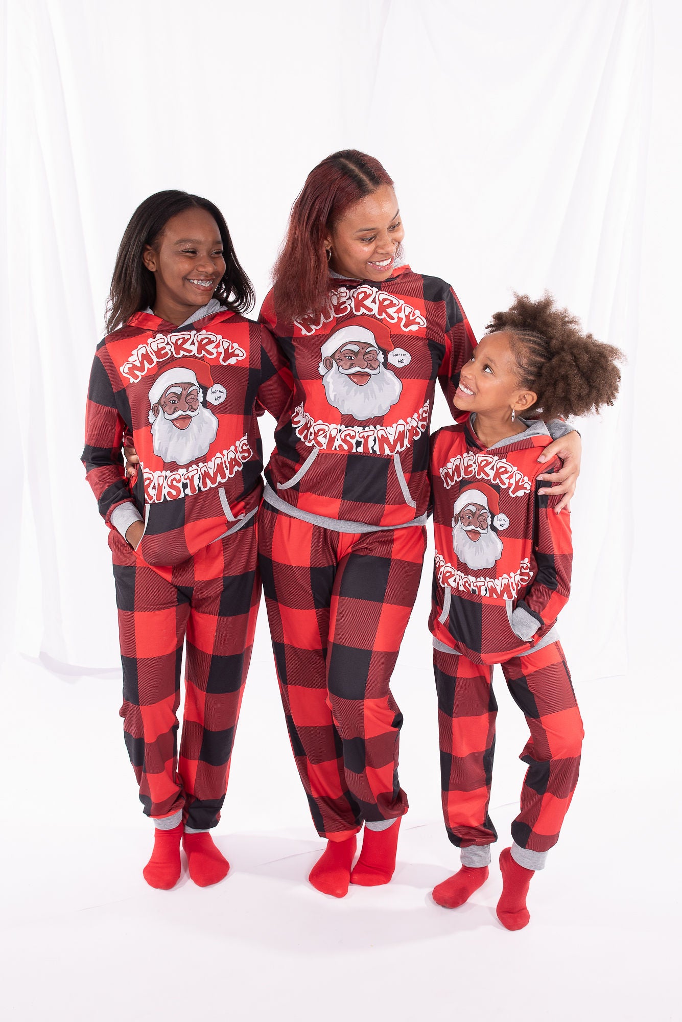 Santa Baby Pajamas-Children (Unisex) Red/Black with Grey Trim