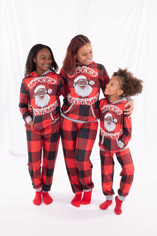 Santa Baby Pajamas-Children (Unisex) Red/Black with Grey Trim