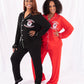 Cozy Claus-Women/Red- Black Santa PJs-Bamboo Material