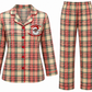 Cozy Claus Women’s Bamboo Pajamas – Black Santa Plaid-Pre Order