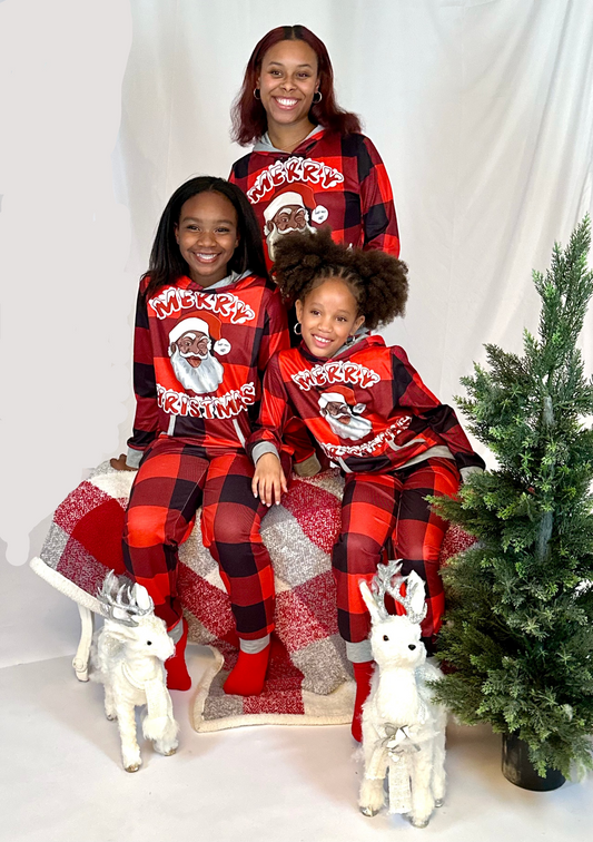 Santa Baby Pajamas-Children (Unisex) Red/Black with Grey Trim