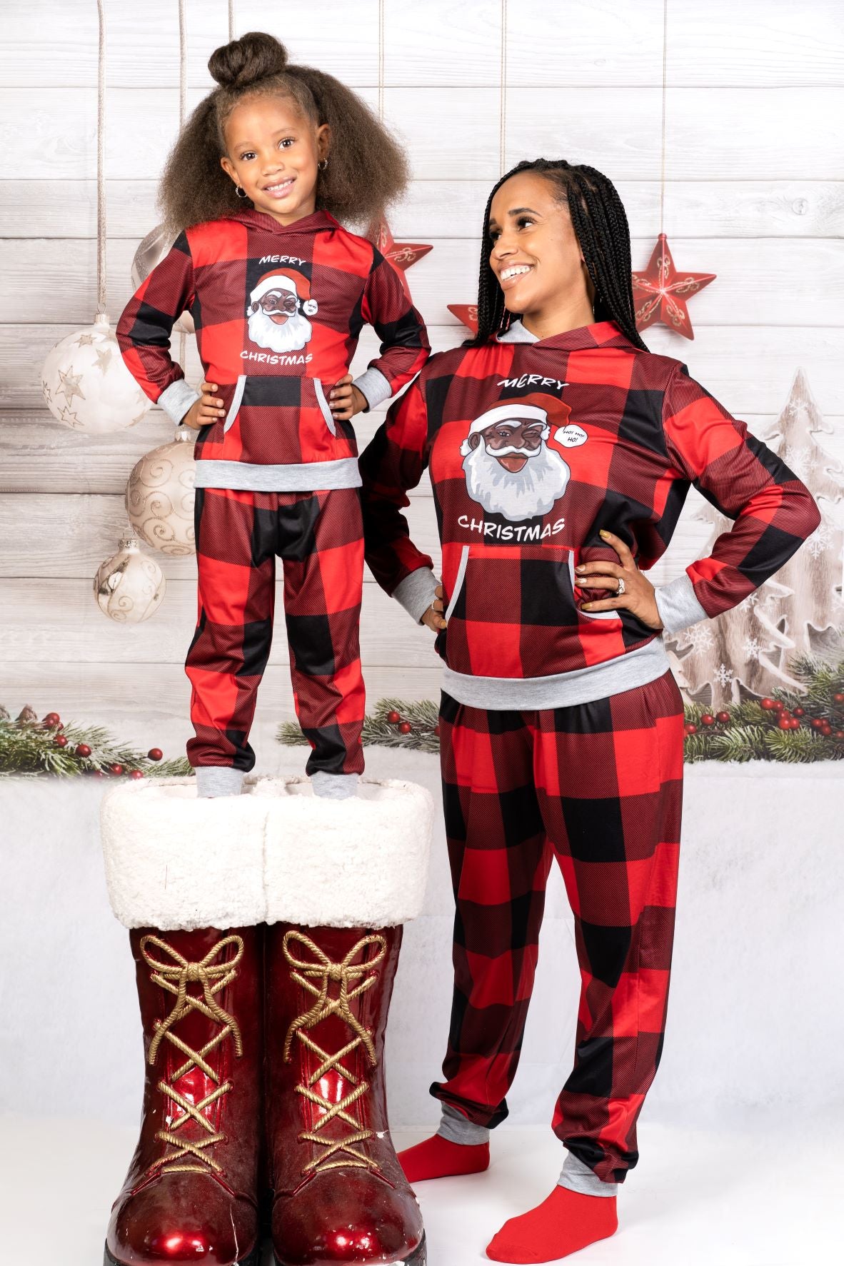 Black Santa pajamas, African American Christmas Pajamas, 